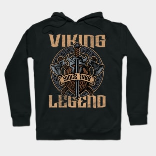 Viking Legend Since 1988 Birthday Norse Helmet Axe Hoodie